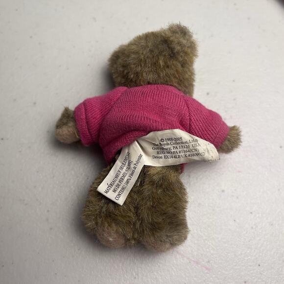 Boyds Bear Thinkin of Ya Mini 4" Message Kisses Pink Purple Sweater HTF Rare - Picture 13 of 14